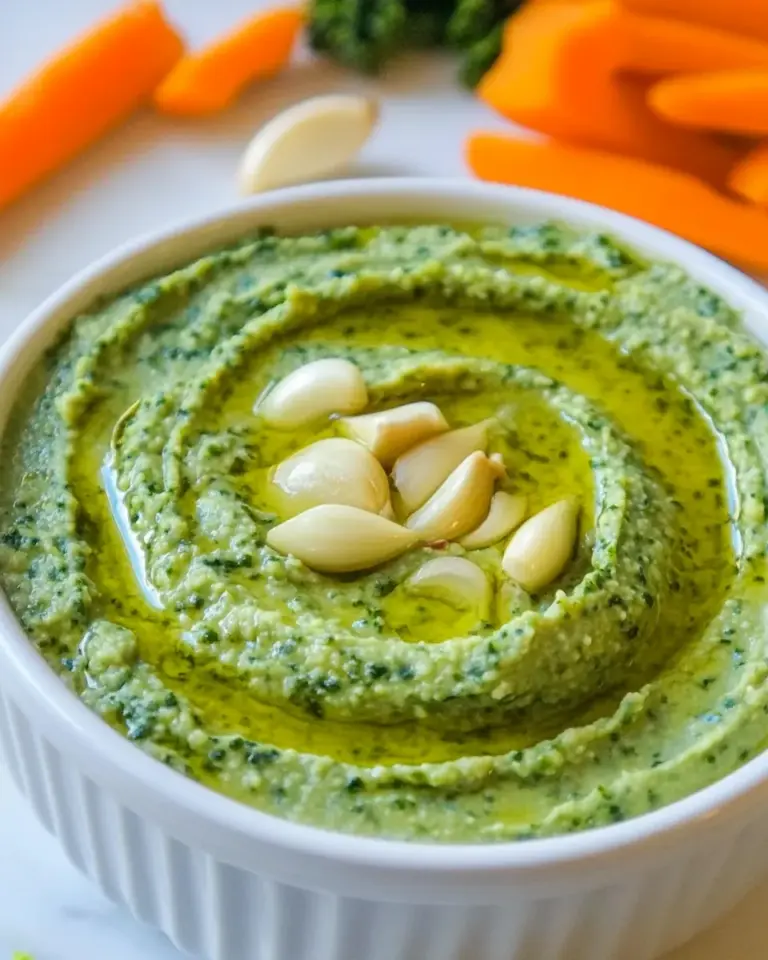 Homemade Garlic Kale Hummus Dip photo
