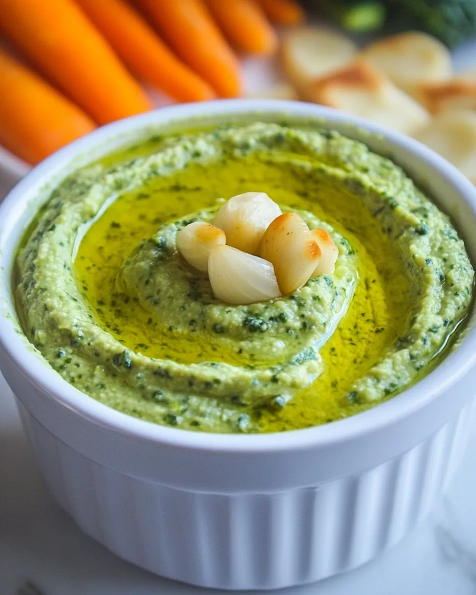 Delicious Garlic Kale Hummus Dip dish photo