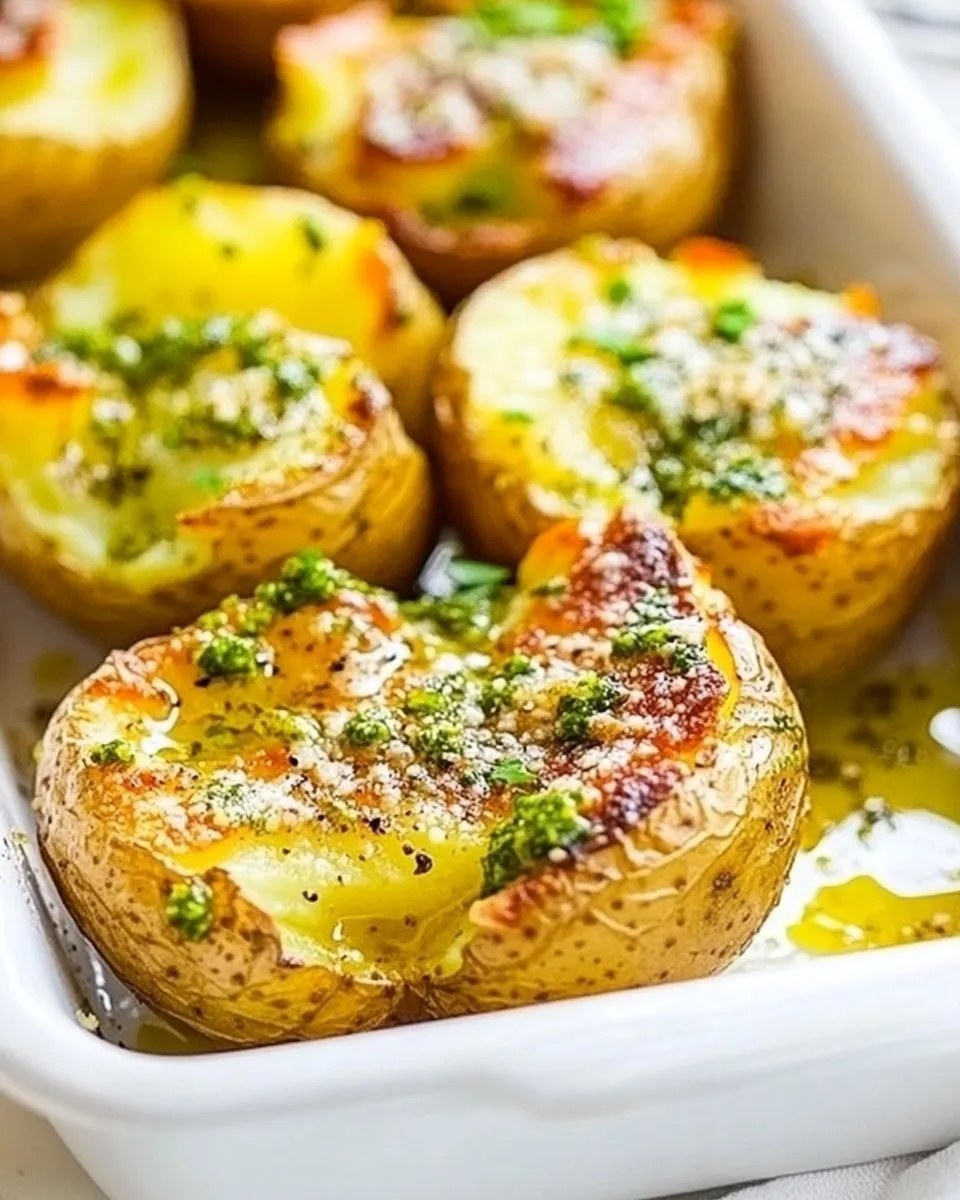 Easy Garlic Pesto Smashed Potatoes recipe photo