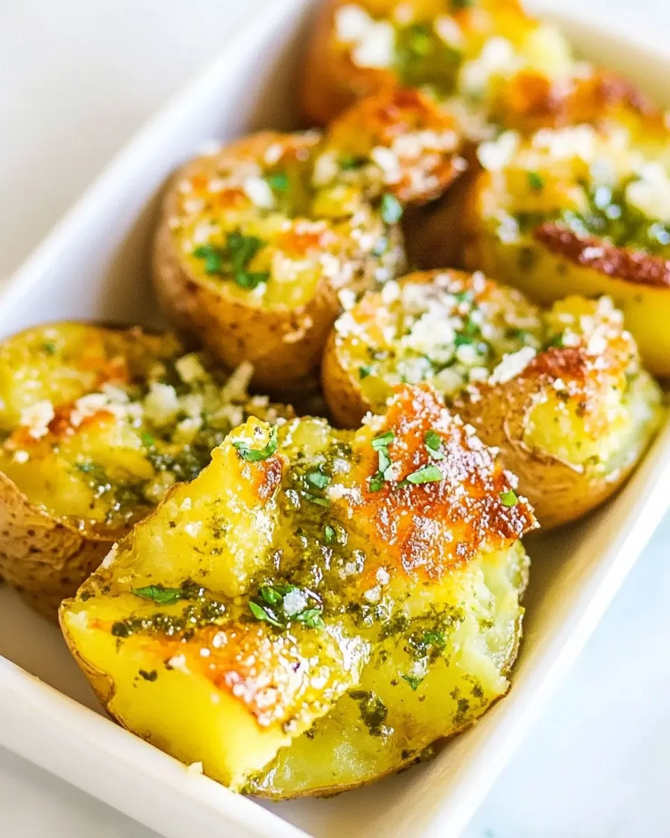 Delicious Garlic Pesto Smashed Potatoes dish photo