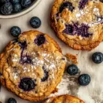homemade Giant Double Blueberry Muffin Cookies. photo