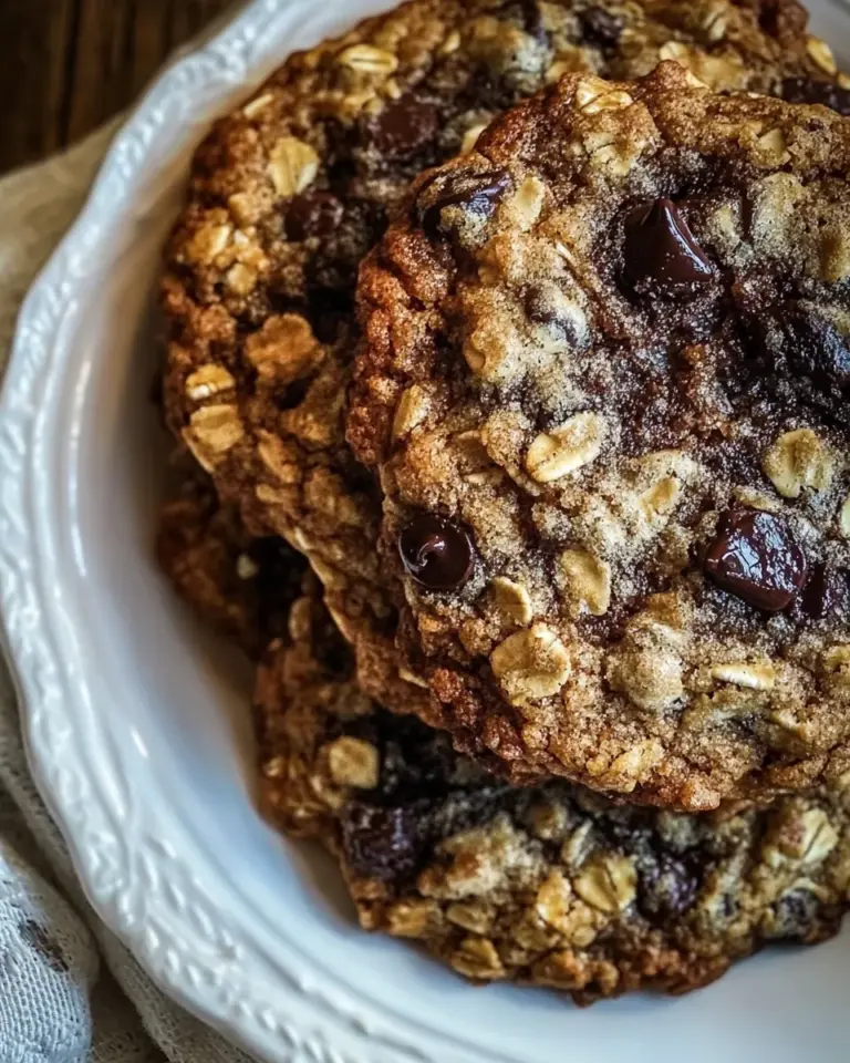 homemade Giant Magic Oatmeal Chocolate Chip Cookies. photo