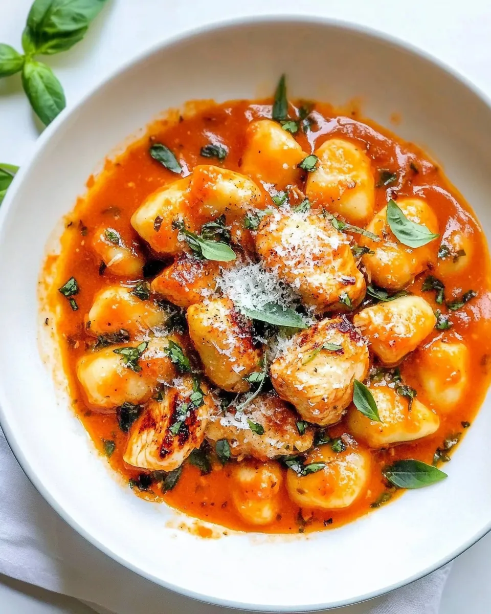 classic Gnocchi with Grilled Chicken in Roasted Red Pepper Sauce image