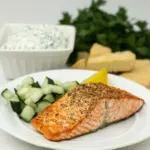 Homemade Greek Salmon with Tzatziki Sauce photo
