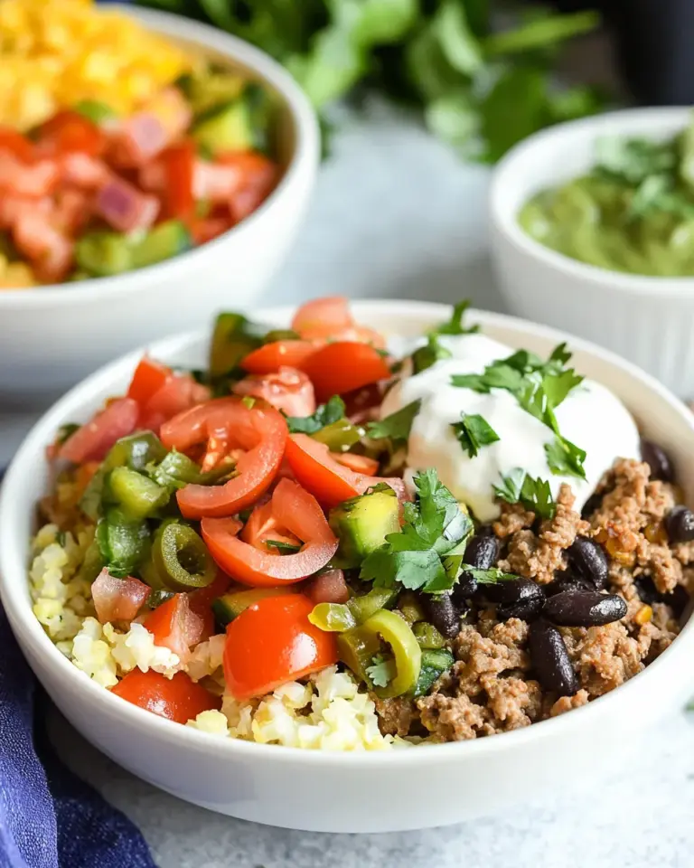 Homemade Ground Beef Cauliflower Rice Taco Bowls photo