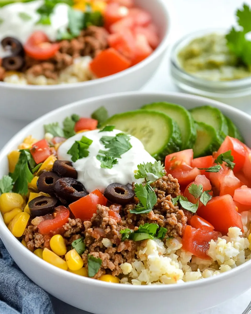 Classic Ground Beef Cauliflower Rice Taco Bowls image