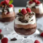 Homemade Healthy Brownie Chocolate Raspberry Mousse Parfaits (Butter/Gluten Free) photo