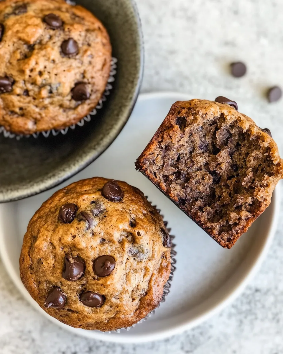 Classic Healthy Chocolate Chip Banana Muffins image