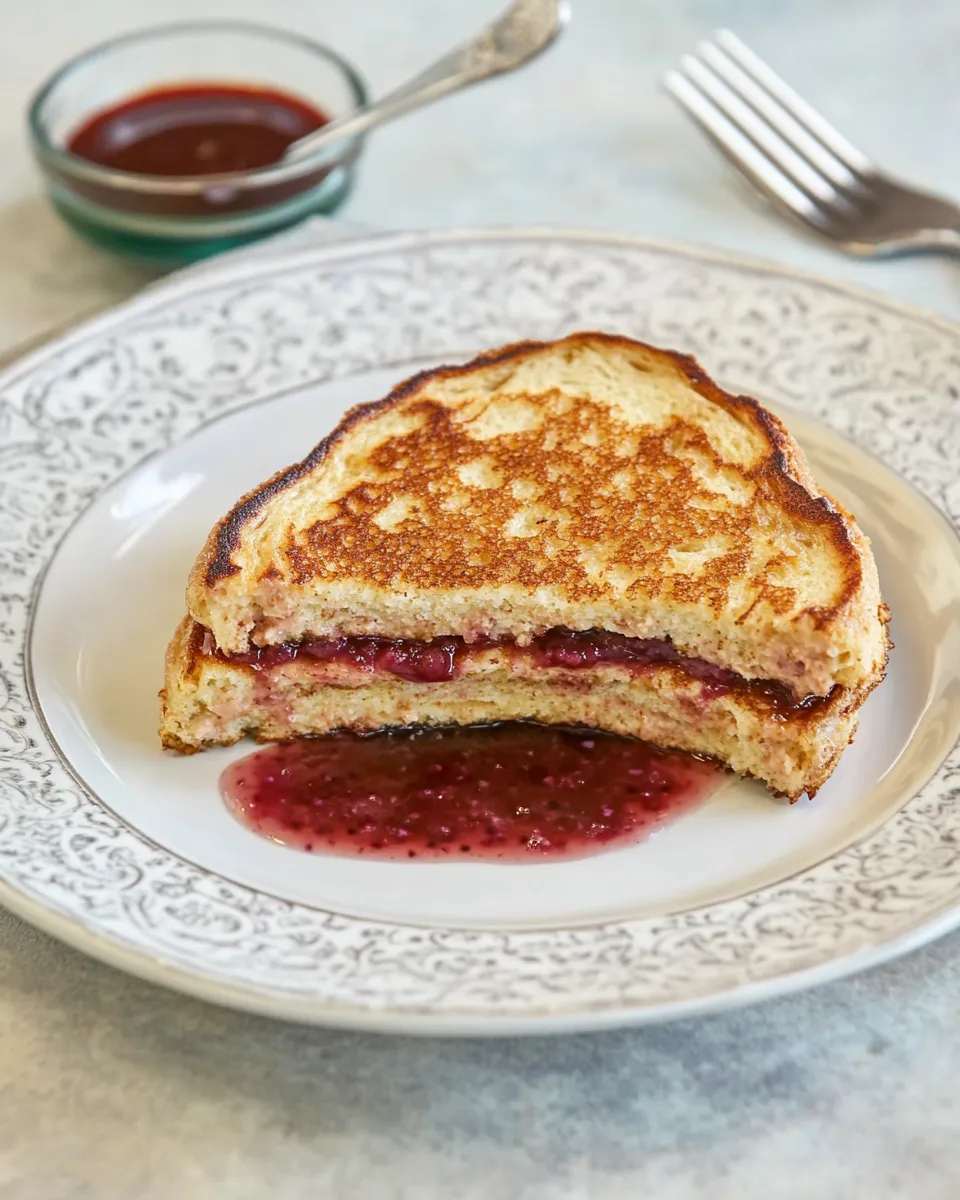 homemade Healthy Stuffed French Toast With PB & J photo