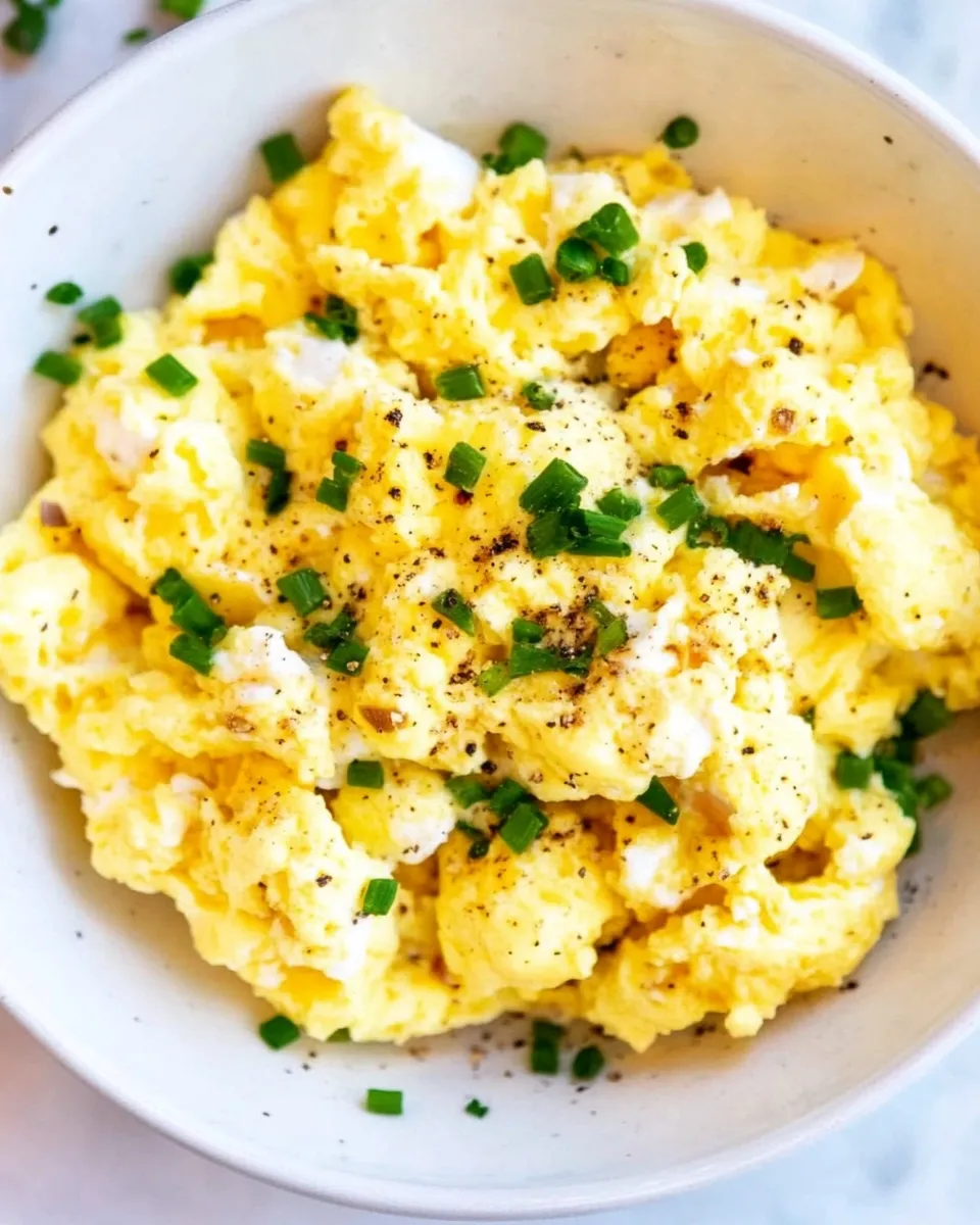 Delicious High-Protein Scrambled Eggs with Cottage Cheese plate image