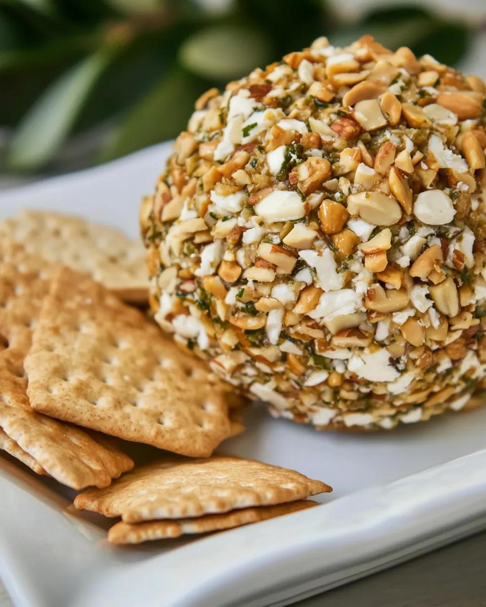 easy Homemade Cheeseball with Nuts and Crackers recipe photo
