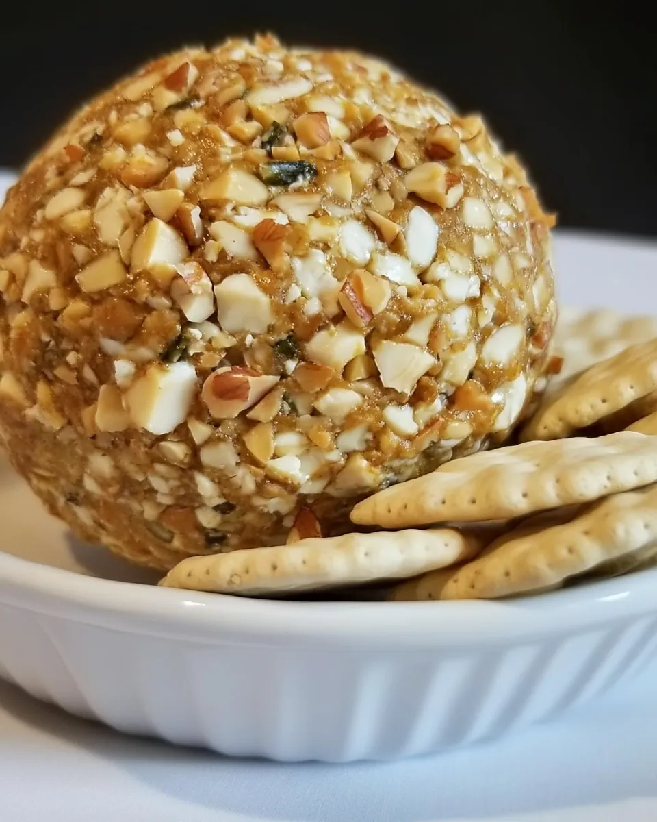 delicious Homemade Cheeseball with Nuts and Crackers dish photo