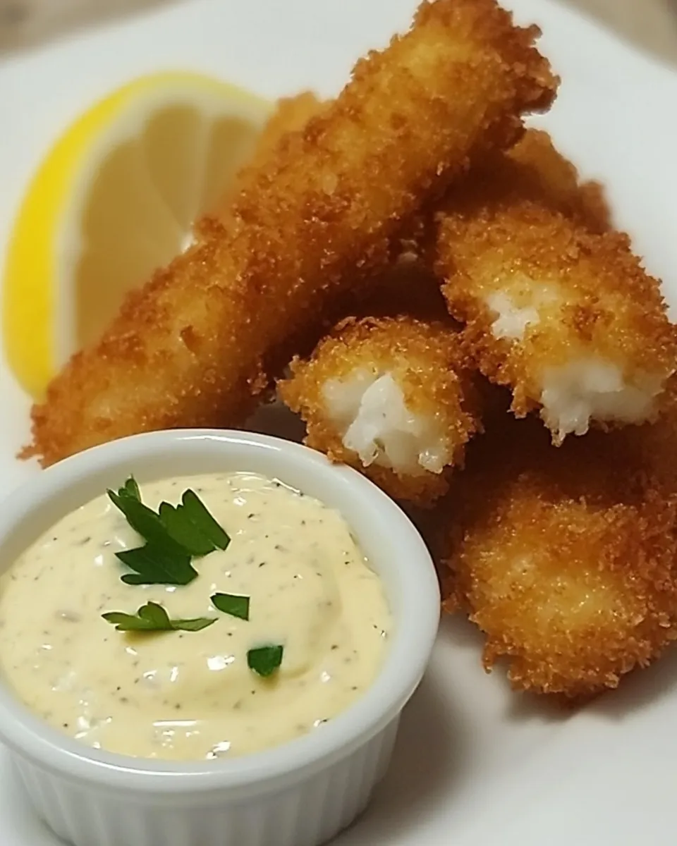 delicious Homemade Fish Sticks with Tartar Sauce shot