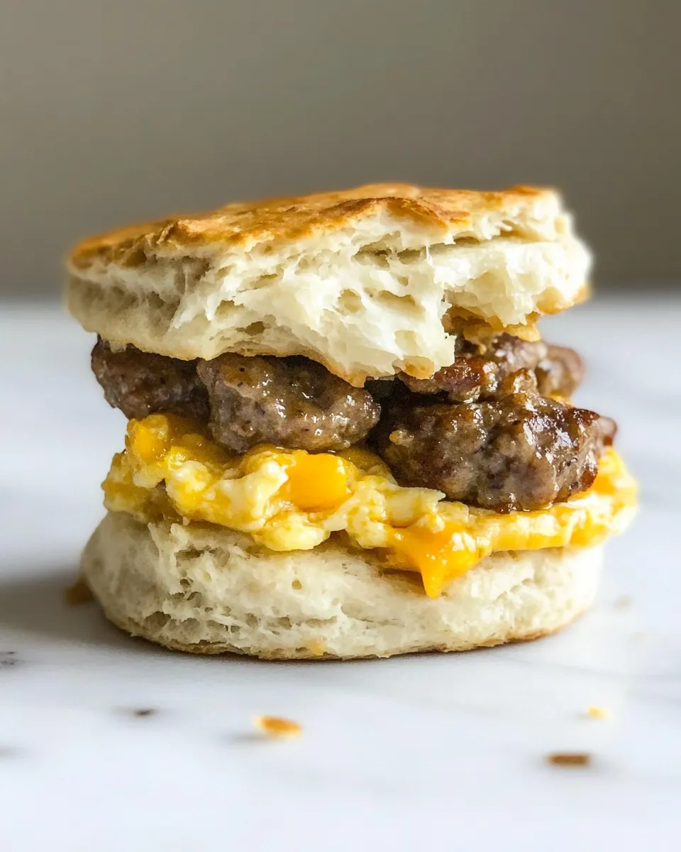 delicious Homemade Sausage, Egg, and Cheese Biscuits shot