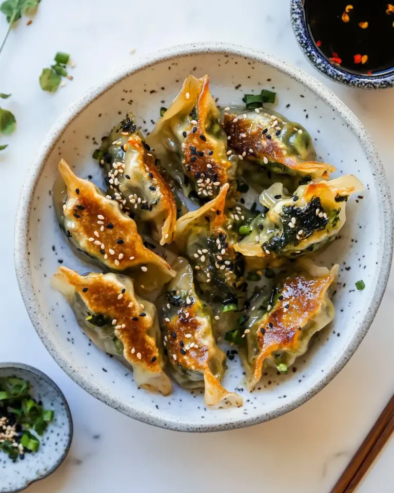 homemade Homemade Vegetable Potstickers with Toasted Sesame Honey Soy Sauce. photo