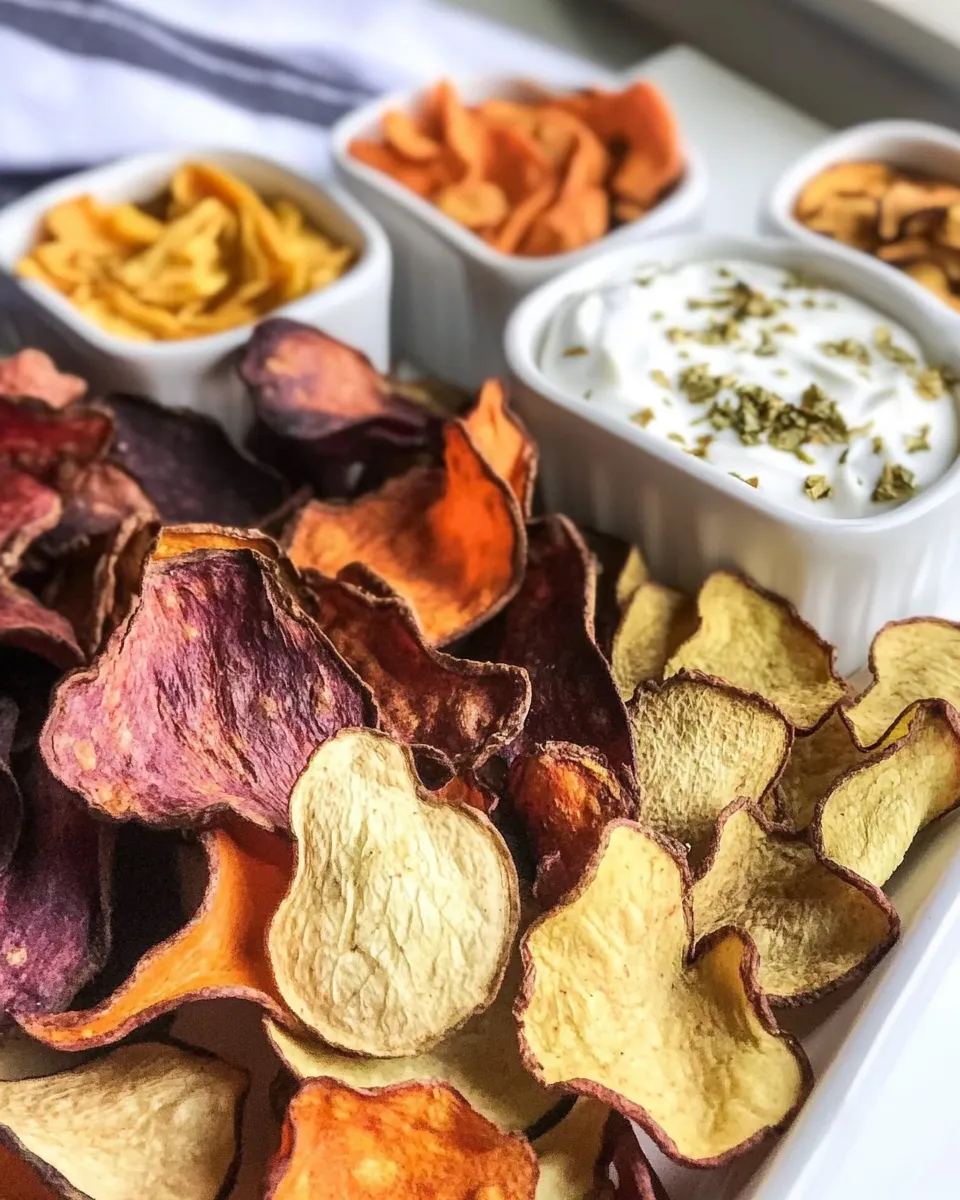 classic Homemade Veggie Chips with 6 Yogurt Dips image