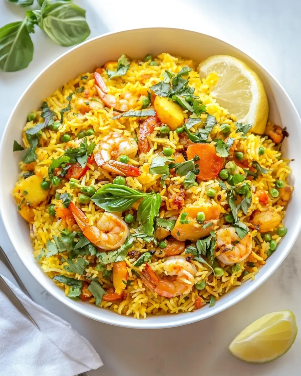 Delicious Indian Shrimp Biryani dish photo