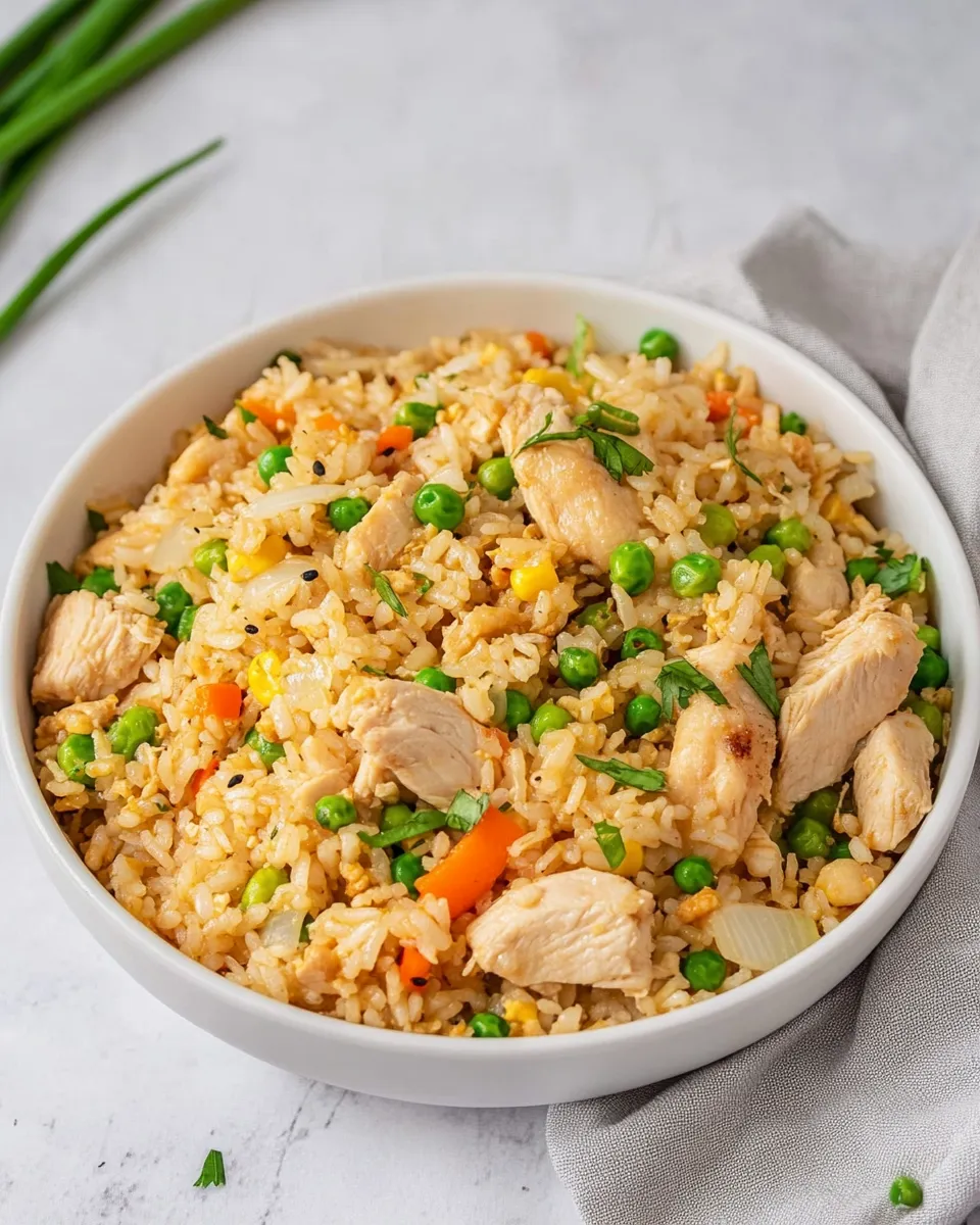Delicious Instant Pot Chicken Fried Rice plate image