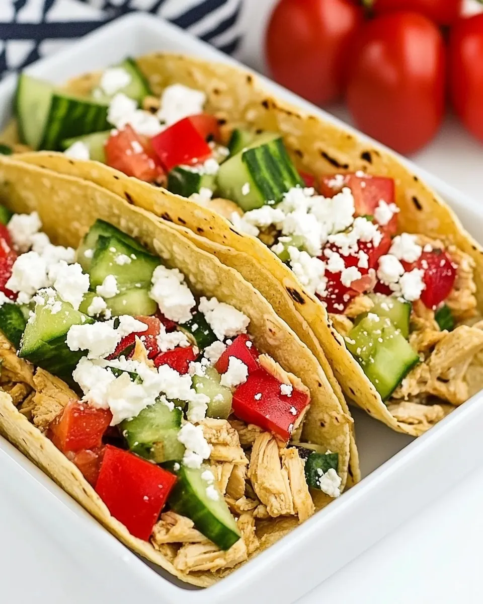 delicious Instant Pot Greek Chicken Tacos plate image