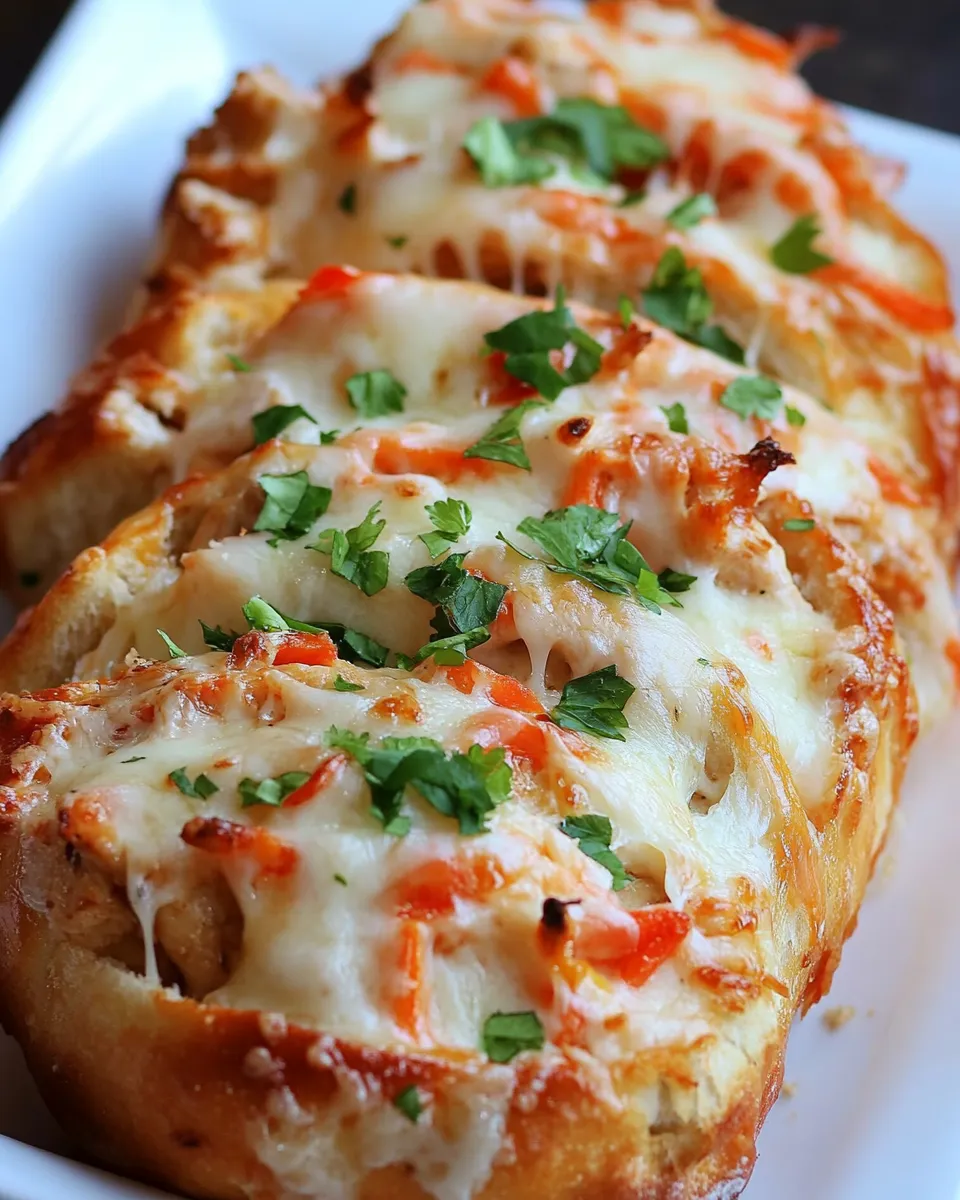 Easy Italian Chicken Cheesy Bread recipe image