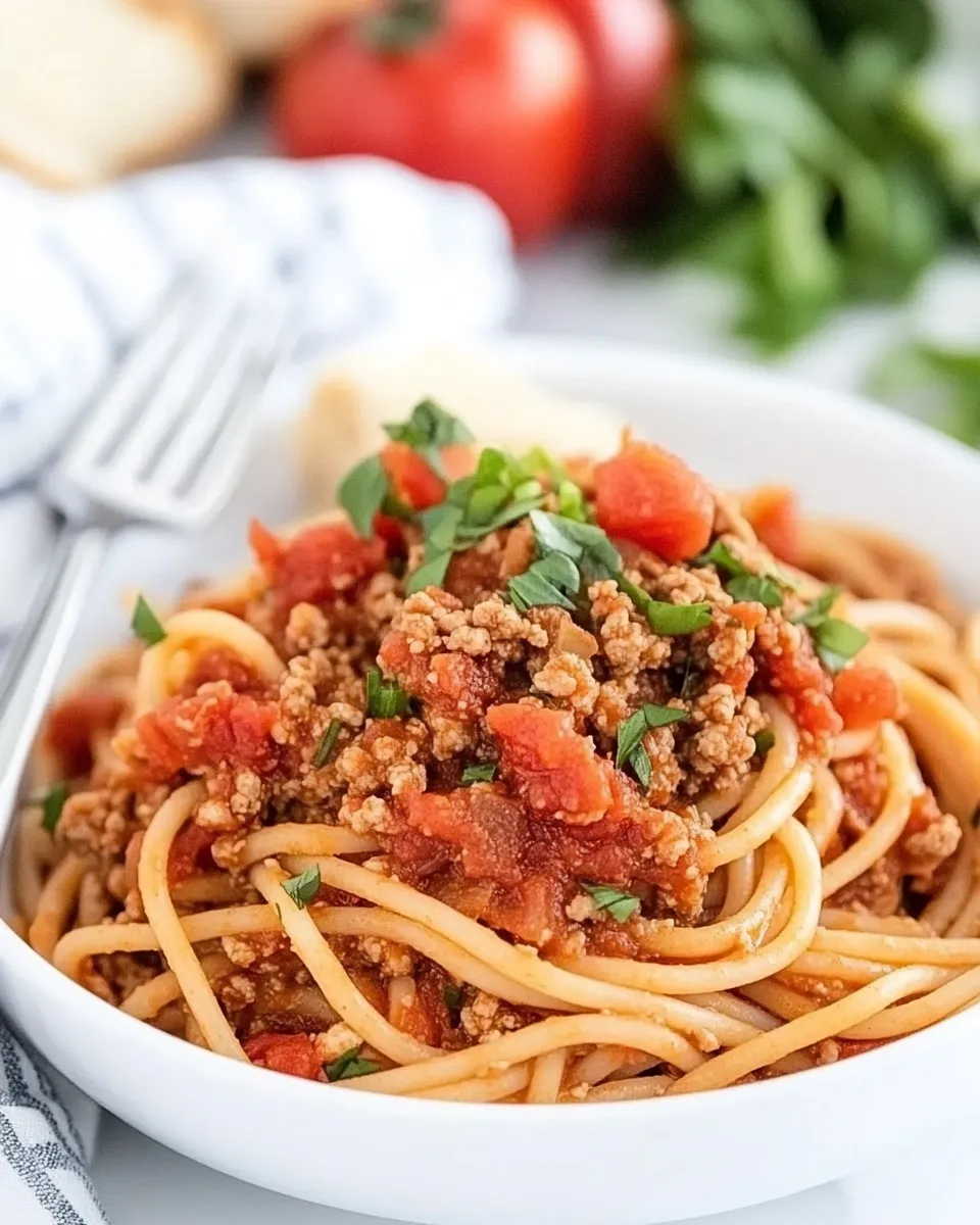 Homemade Italian Style Ground Turkey Spaghetti photo