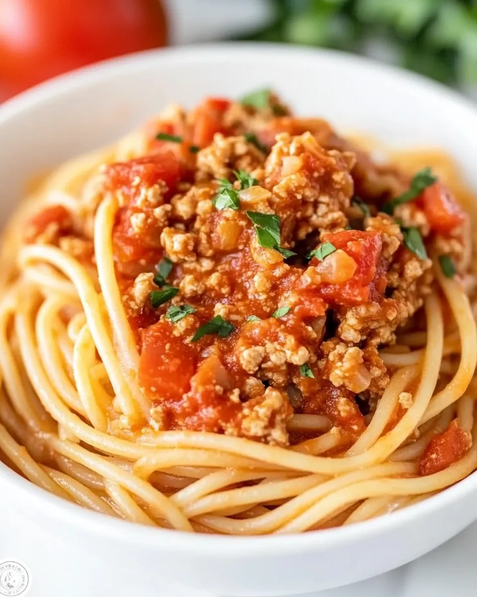 Delicious Italian Style Ground Turkey Spaghetti dish photo