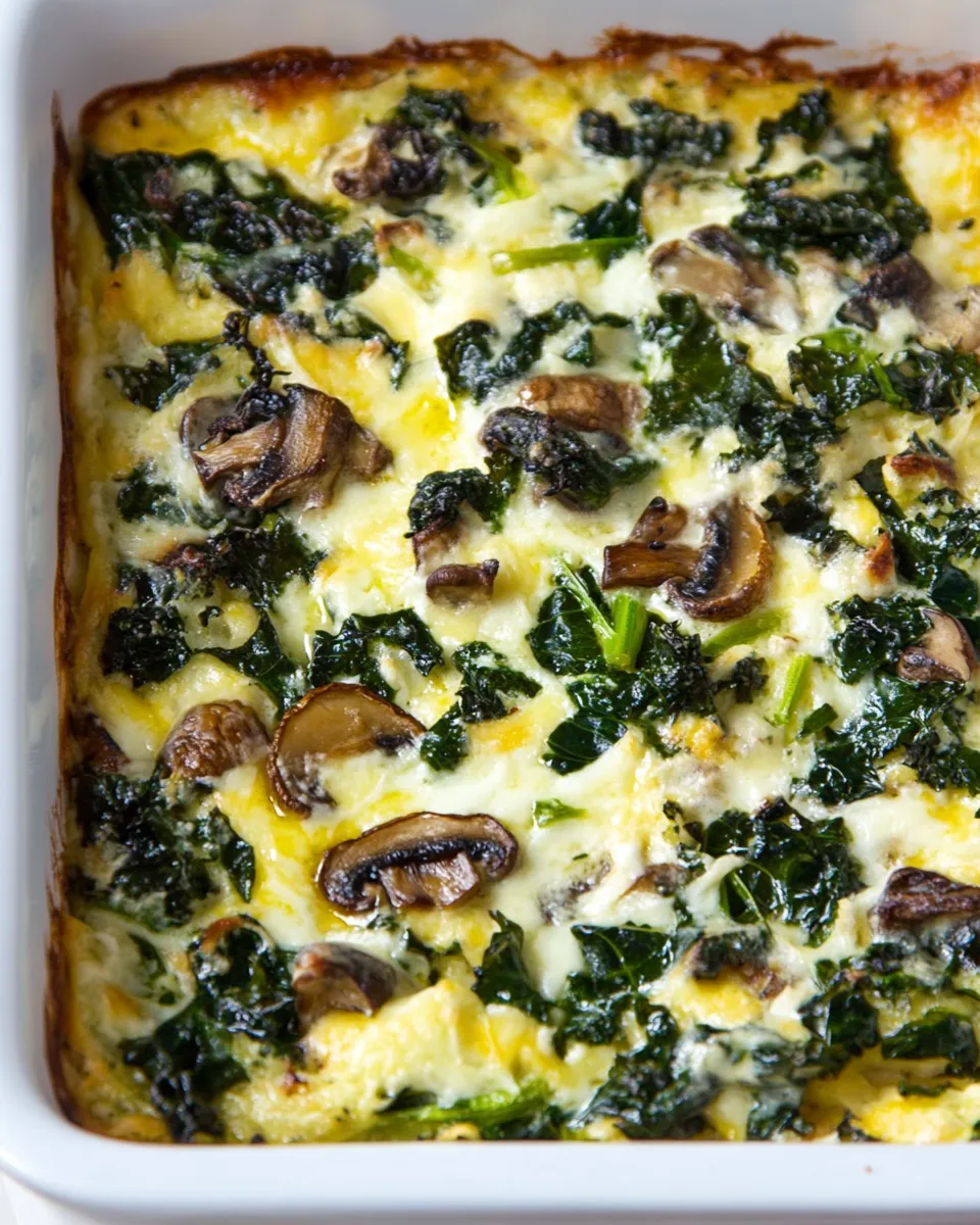 Easy Kale, Mushroom, and Cheese Breakfast Casserole recipe photo