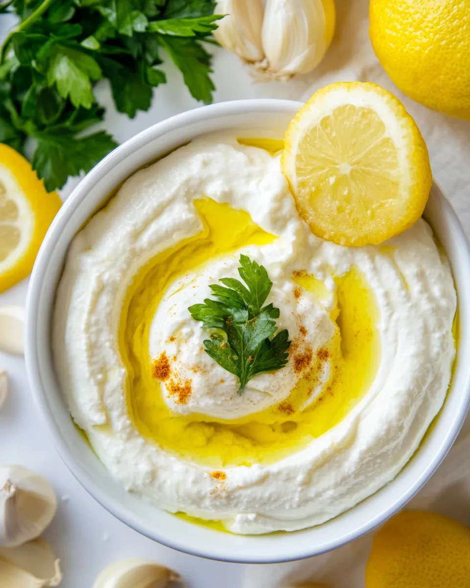 Delicious Lebanese Garlic Sauce plate image