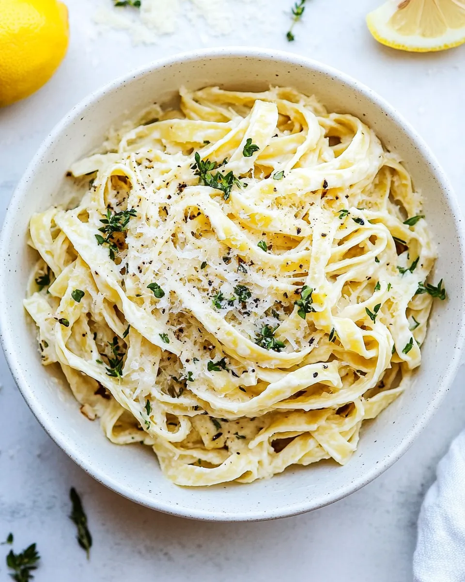 Homemade Lemon Garlic Cream Fettuccini photo