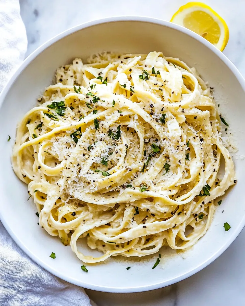 Classic Lemon Garlic Cream Fettuccini image