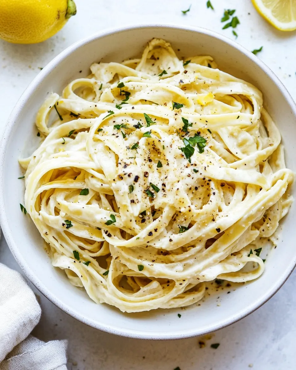 Easy Lemon Garlic Cream Fettuccini recipe photo