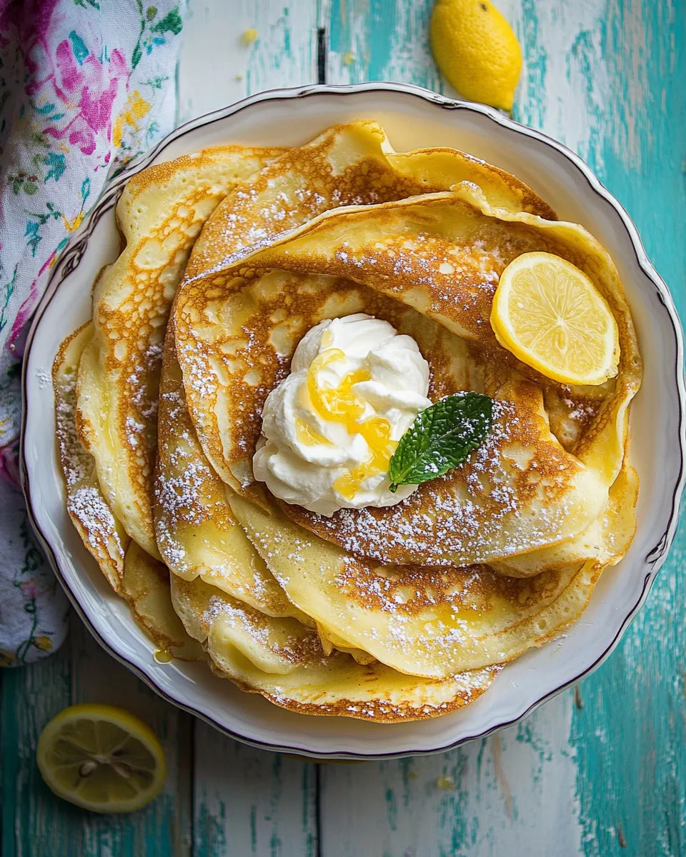 Classic Lemon Sugar Crepes with Whipped Cream Cheese. image