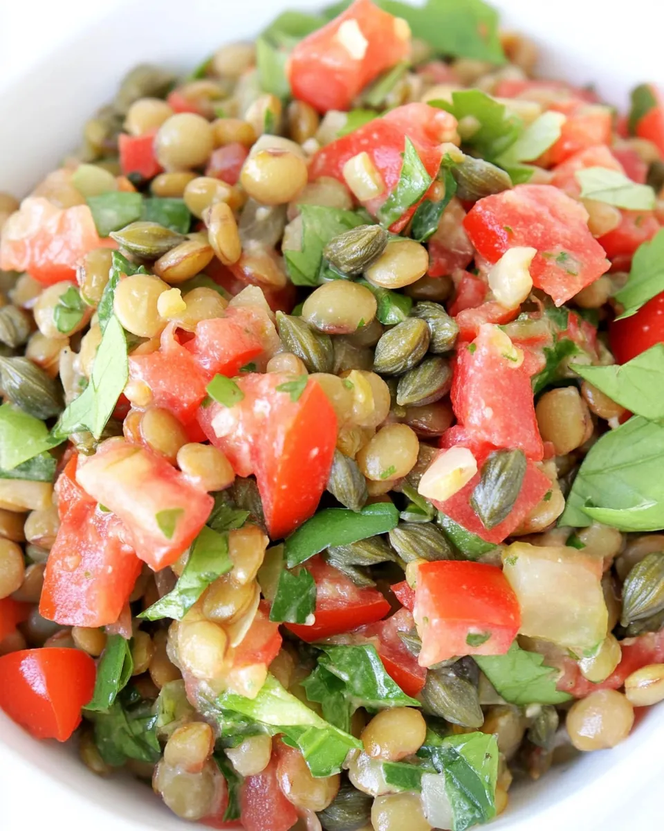 Delicious Lentil Salad with Capers and Balsamic-Dijon Dressing shot