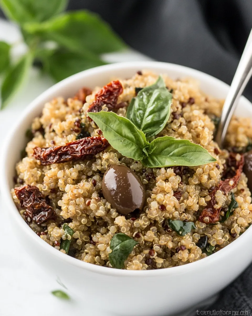 Easy Mediterranean Quinoa Salad with Olives, Basil and Sun-dried Tomatoes picture
