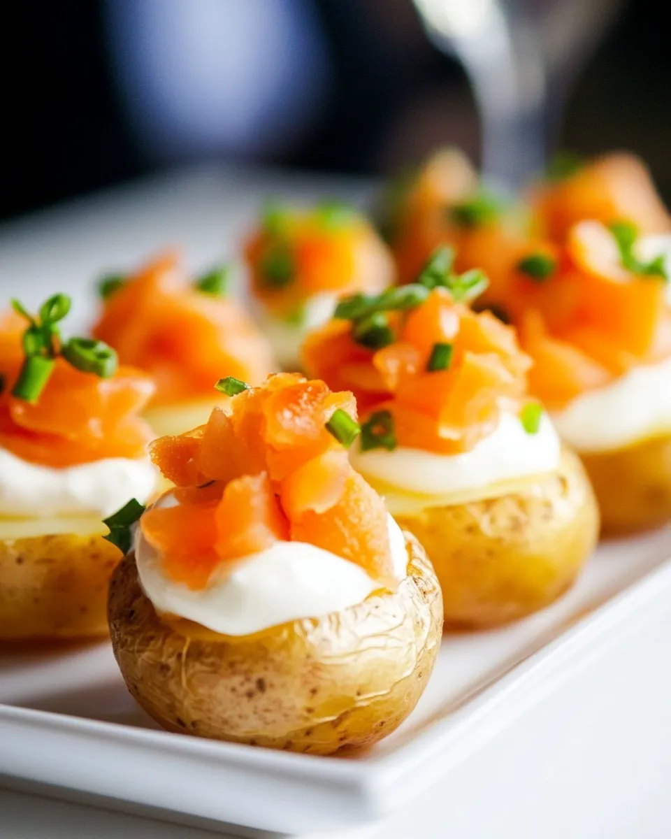 Easy Mini Baked Potatoes with Sour Cream and Smoked Salmon picture