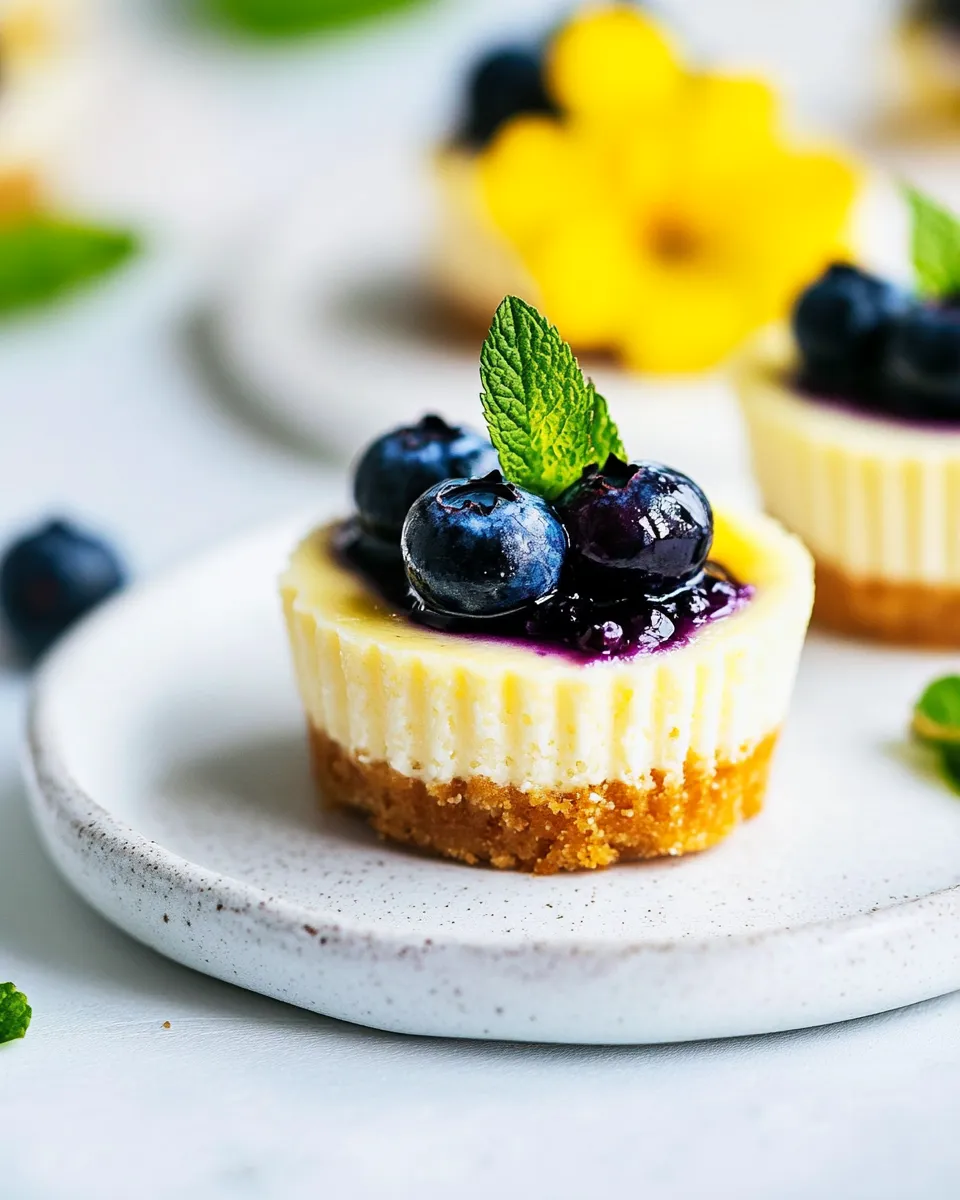 Delicious Mini Blueberry Cheesecakes shot