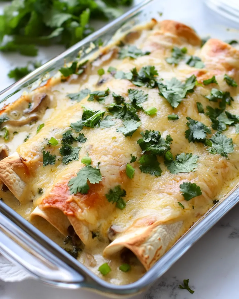 Homemade Mushroom, Spinach, and Chicken Enchiladas photo