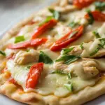 Homemade Naan Chicken Alfredo Pizza photo