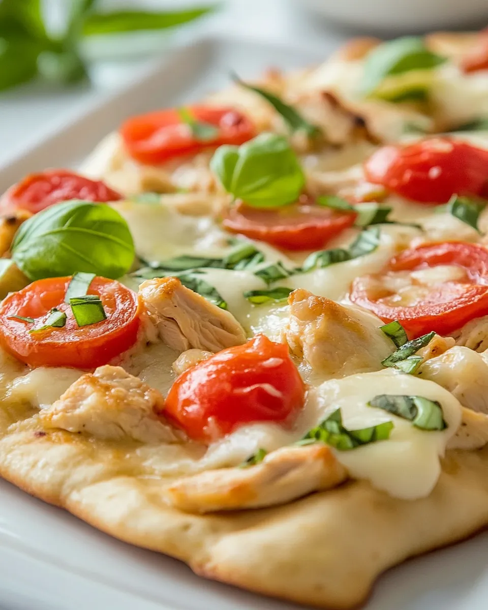 Classic Naan Chicken Alfredo Pizza image