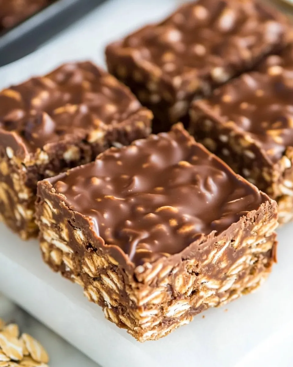 Classic No Bake Chocolate Oat Bars image