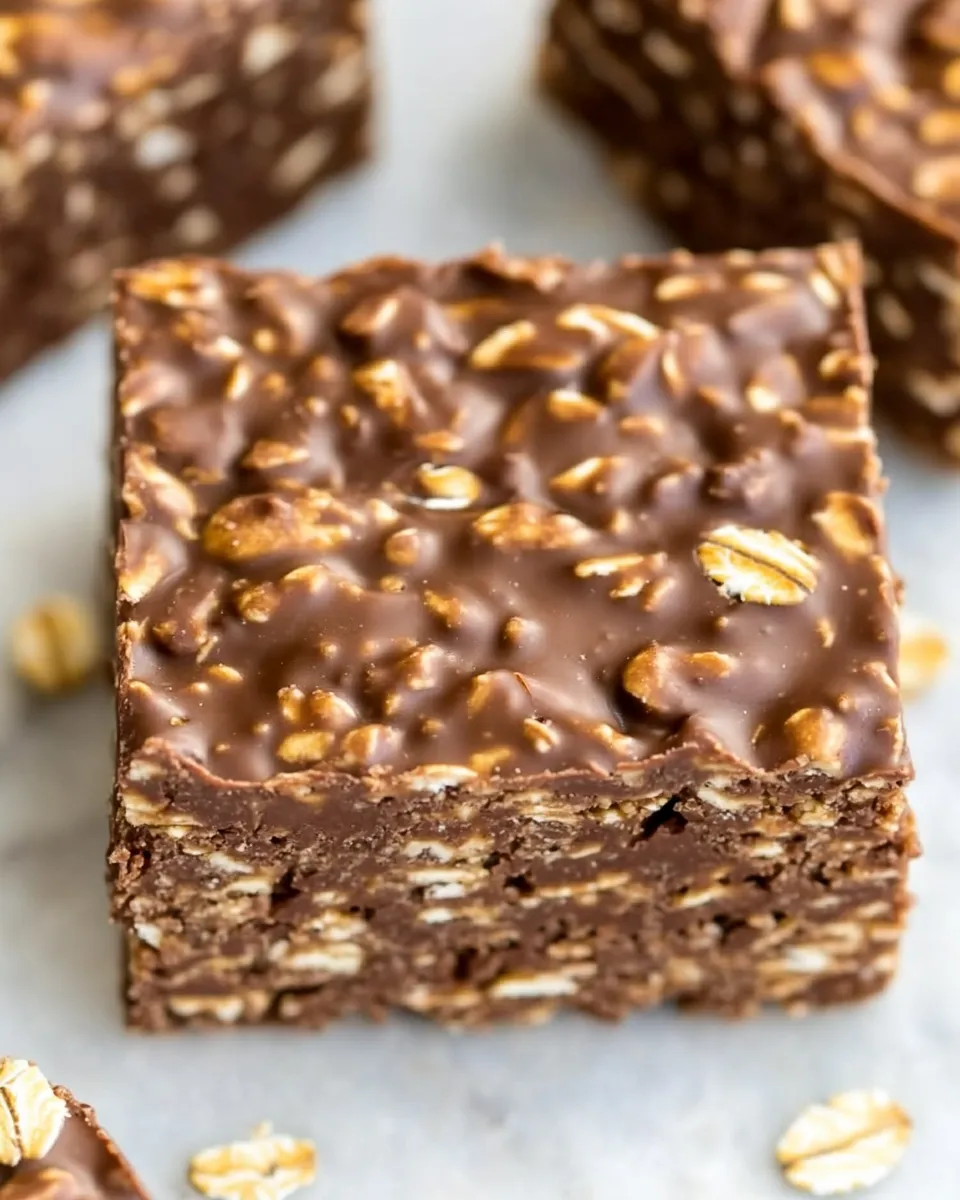 Delicious No Bake Chocolate Oat Bars shot