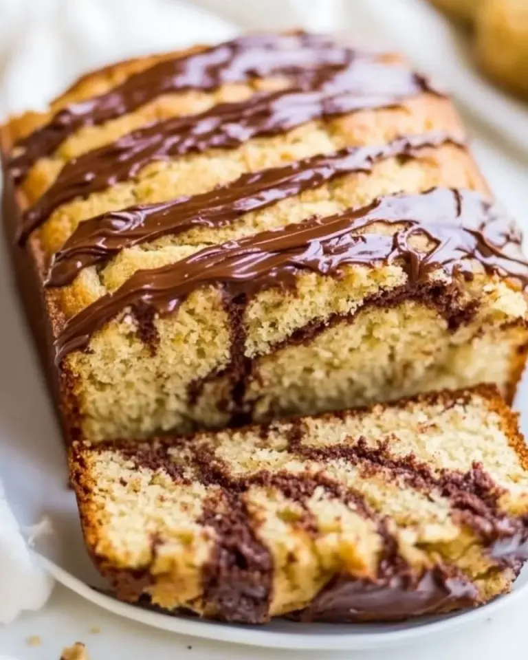 homemade Nutella-Layered-and-Swirled Peanut Butter Bread Peanut Butter Loaf Cake photo