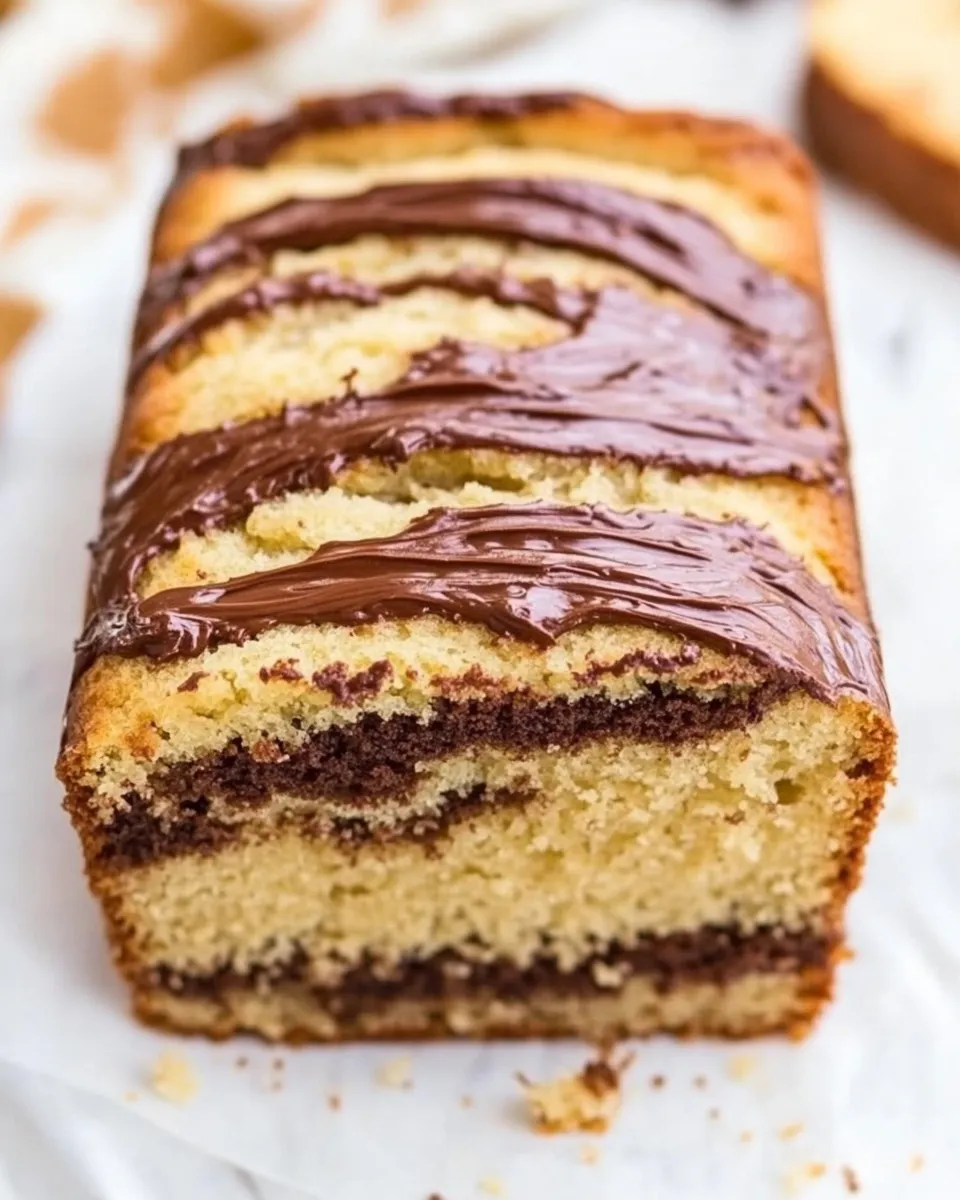 easy Nutella-Layered-and-Swirled Peanut Butter Bread Peanut Butter Loaf Cake recipe photo