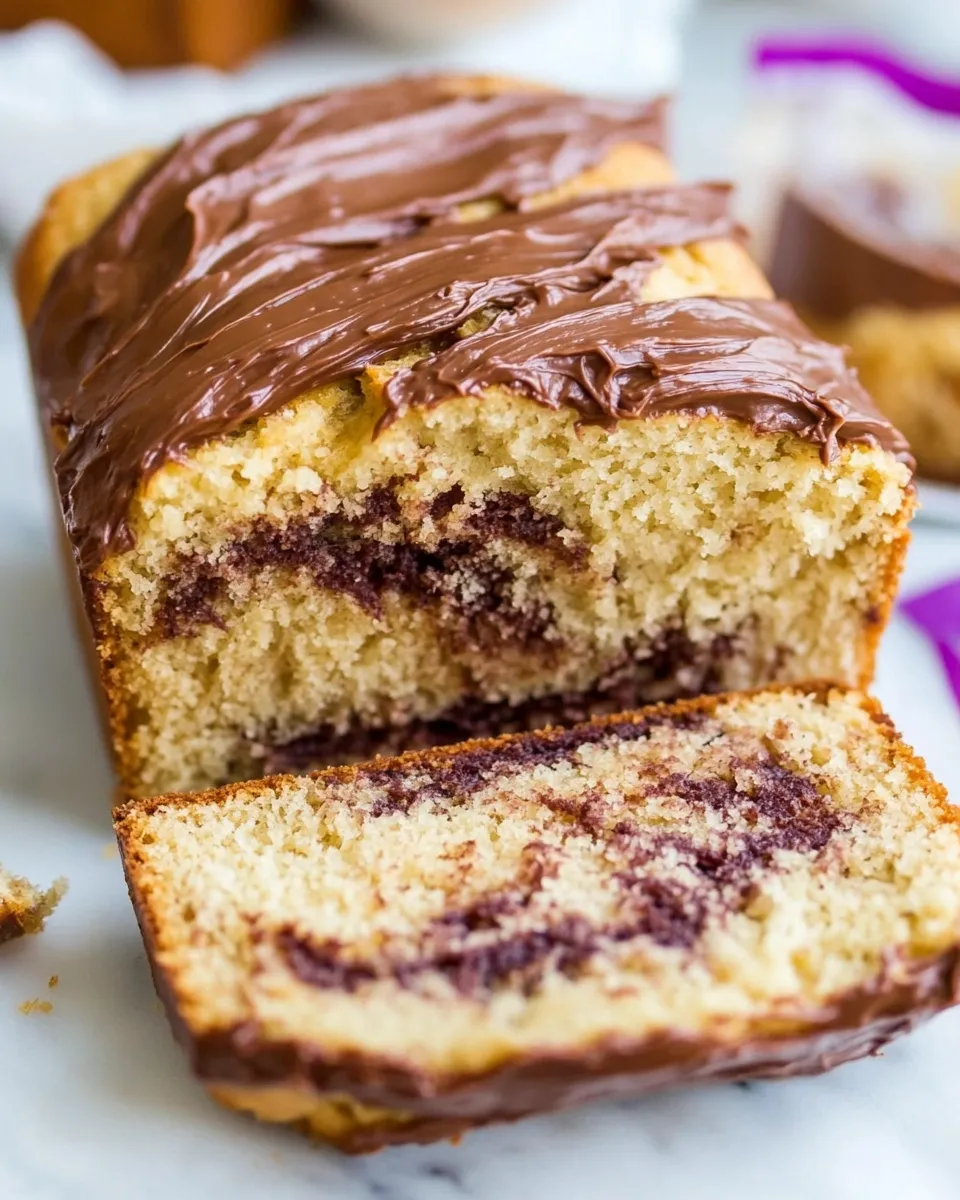delicious Nutella-Layered-and-Swirled Peanut Butter Bread Peanut Butter Loaf Cake dish photo