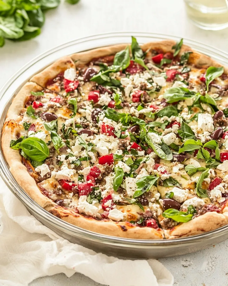 Easy One-Dish Greek Pizza recipe image