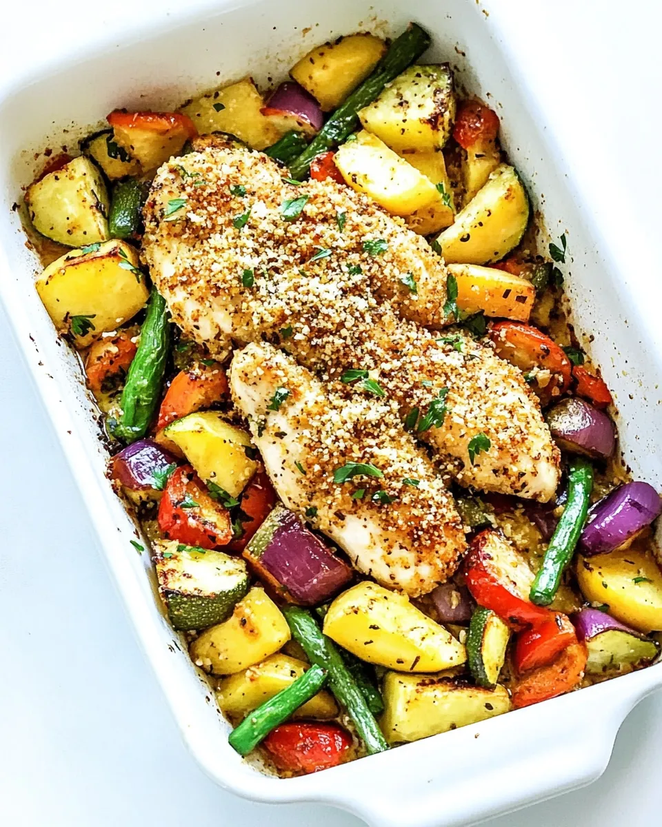 classic One Pan Crispy Parmesan Garlic Chicken with Vegetables image