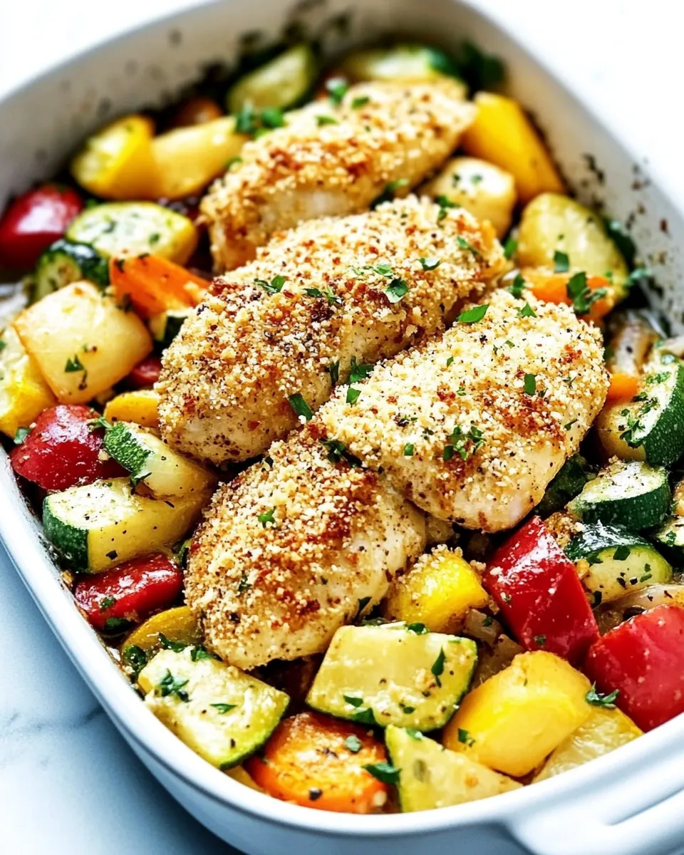 easy One Pan Crispy Parmesan Garlic Chicken with Vegetables recipe photo
