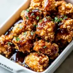homemade Oven Fried Southern Hot Honey Popcorn Chicken. photo