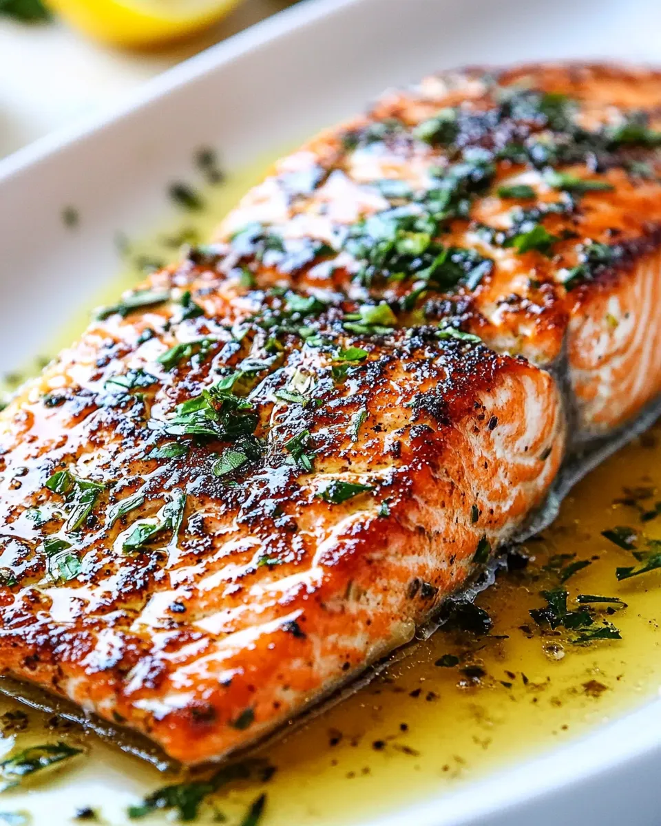 homemade Pan Seared Salmon with Lemon Garlic Butter Sauce photo