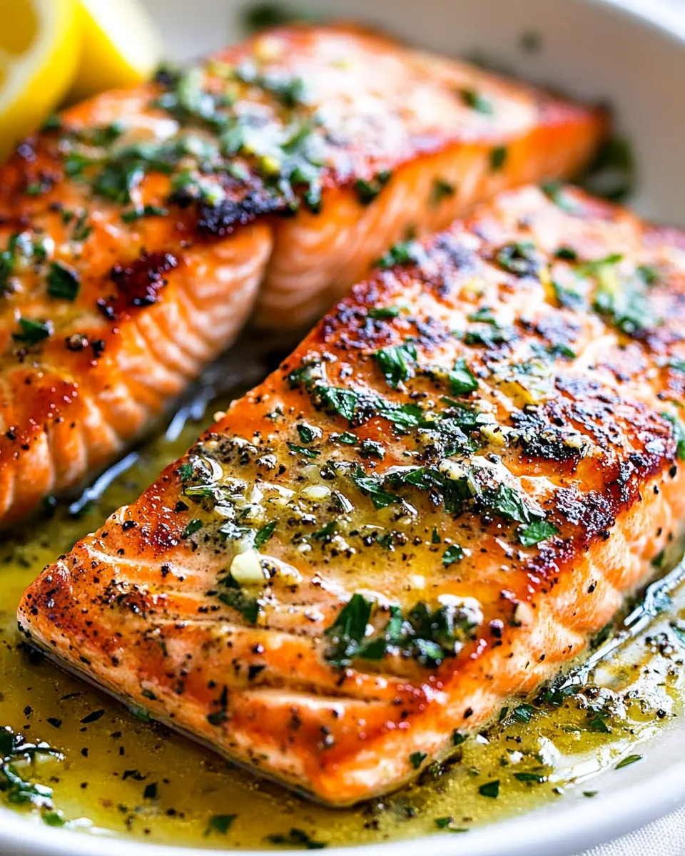 delicious Pan Seared Salmon with Lemon Garlic Butter Sauce dish photo